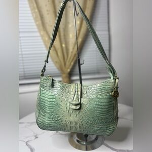 Brahmin Green Crocodile-Embossed Shoulder Bag